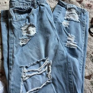 Boyfriend Distressed Light Blue Jeans